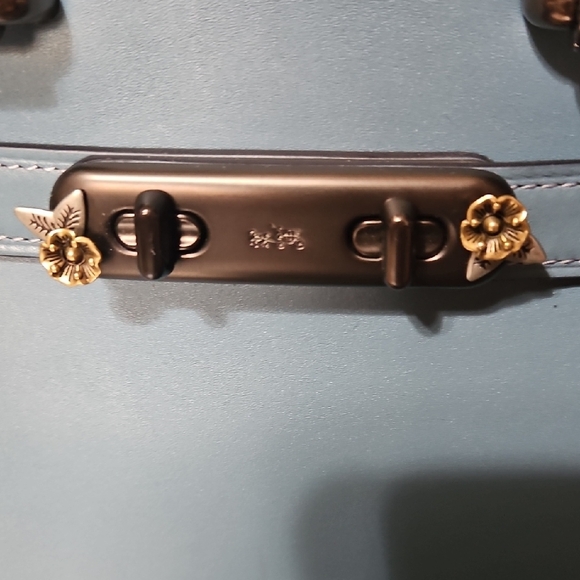 Coach NWOT Swagger With Tea Roses Design Blue Satchel/crossbody Bag - Picture 4 of 13